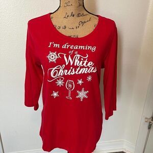🎄5/$25🎄Kiwi Fresh I'm Dreaming of a White‎ Christmas Top-Size Large Petite